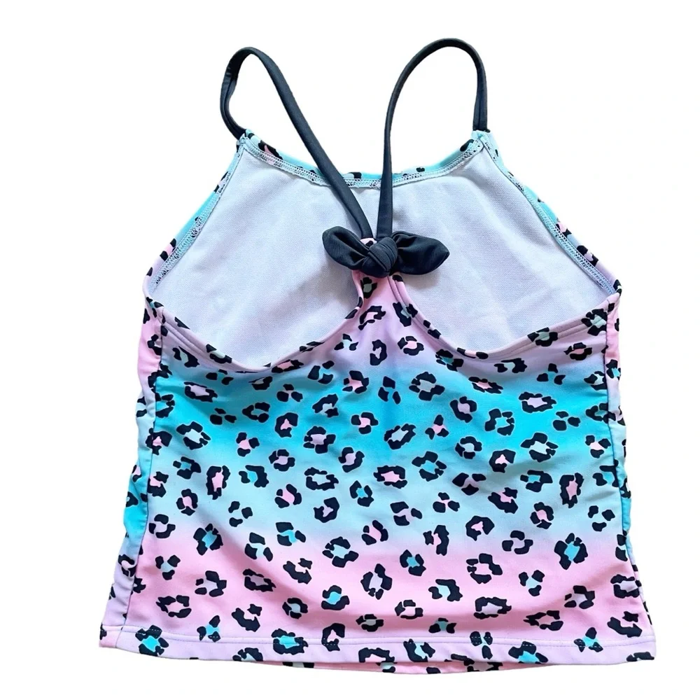 CAT & JACK Girls Magical Animal Ombré Bow Back Tankini Set Medium Gray Pink Blue - Picture 6 of 7